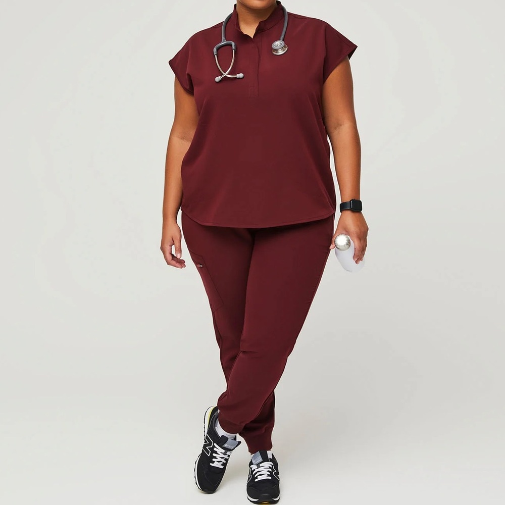 Figs Set - Burgundy Rafaela Scrub Top & Joggers